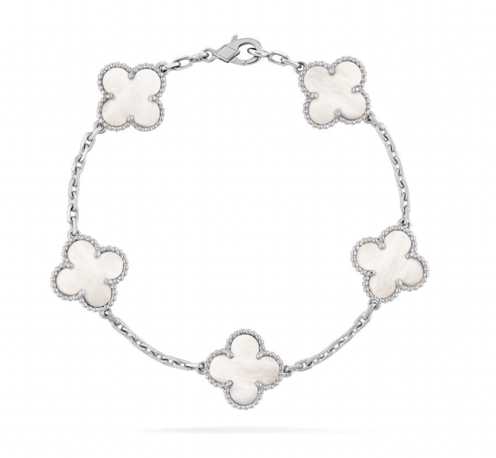 Clover Bracelet Silver Pearl