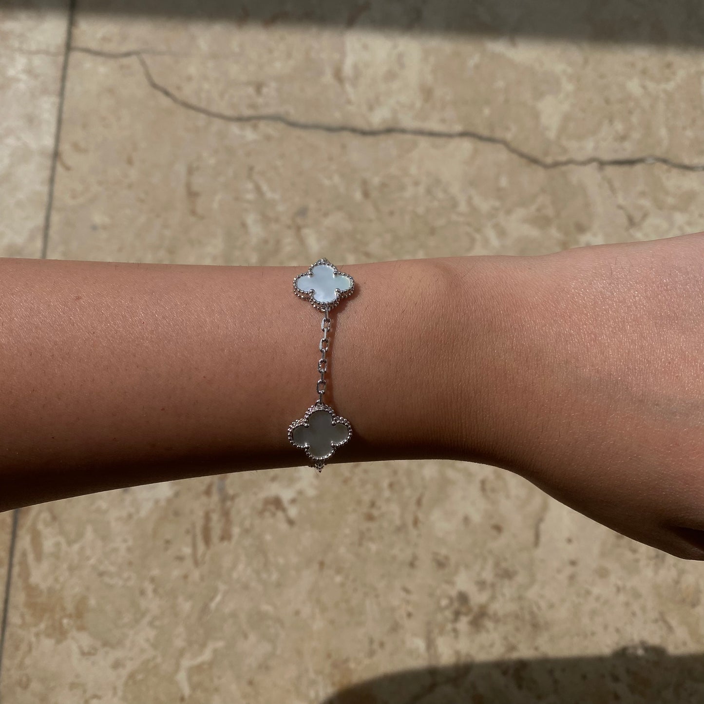 Clover Bracelet | Silver Pearl