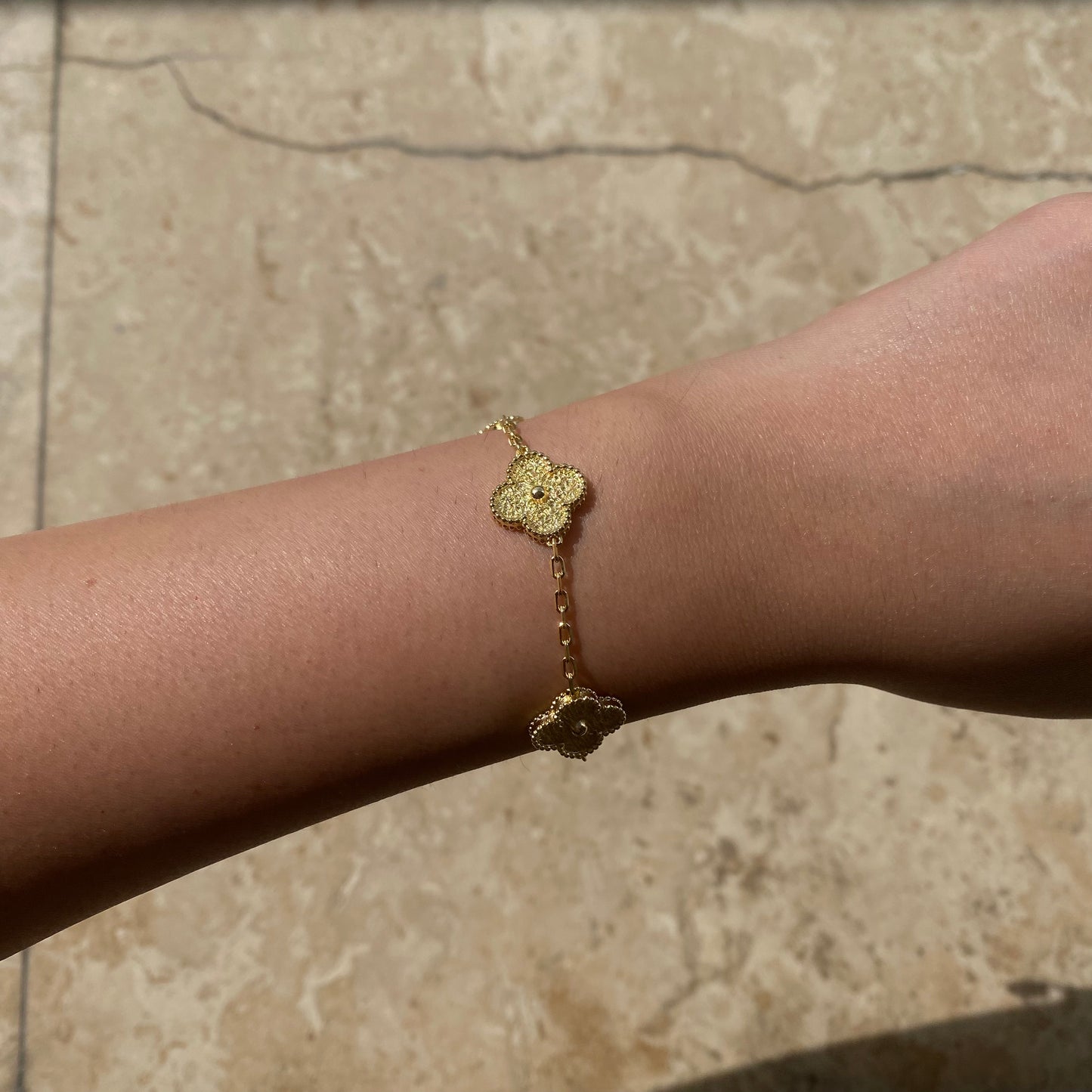 Clover Bracelet | Hammered Gold