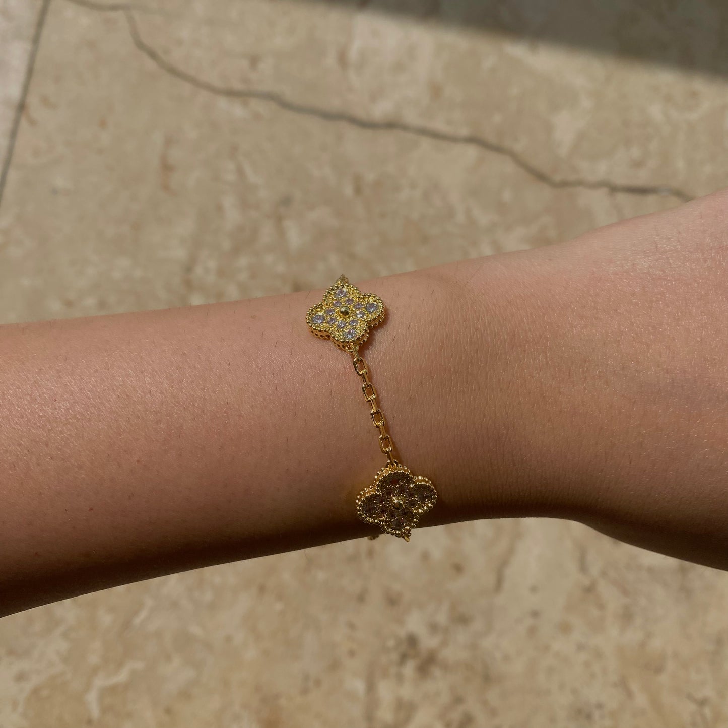 Clover Bracelet | Embellished Gold