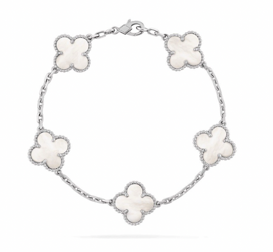 Clover Bracelet | Silver Pearl