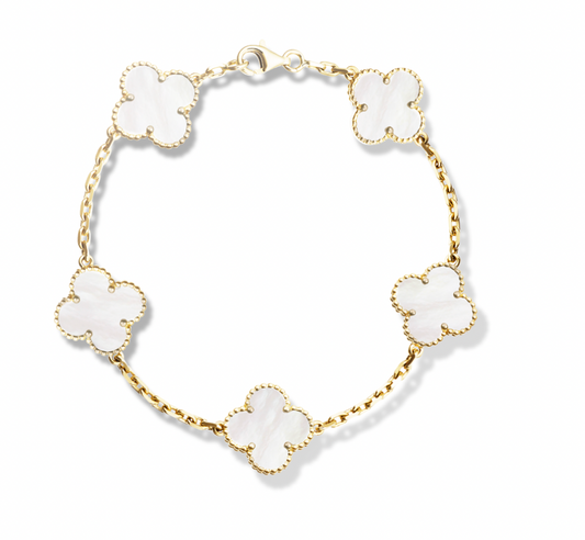 Clover Bracelet | Gold Pearl