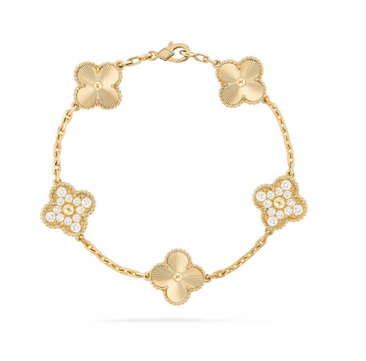 Clover Bracelet | Half Embellished Gold