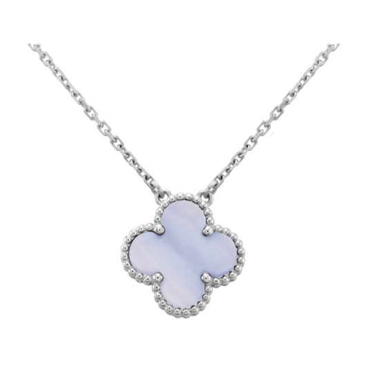 Clover Necklace | Silver Pearl