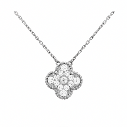 Clover Necklace | Embellished Silver