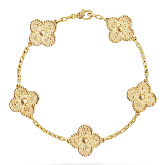 Clover Bracelet | Hammered Gold